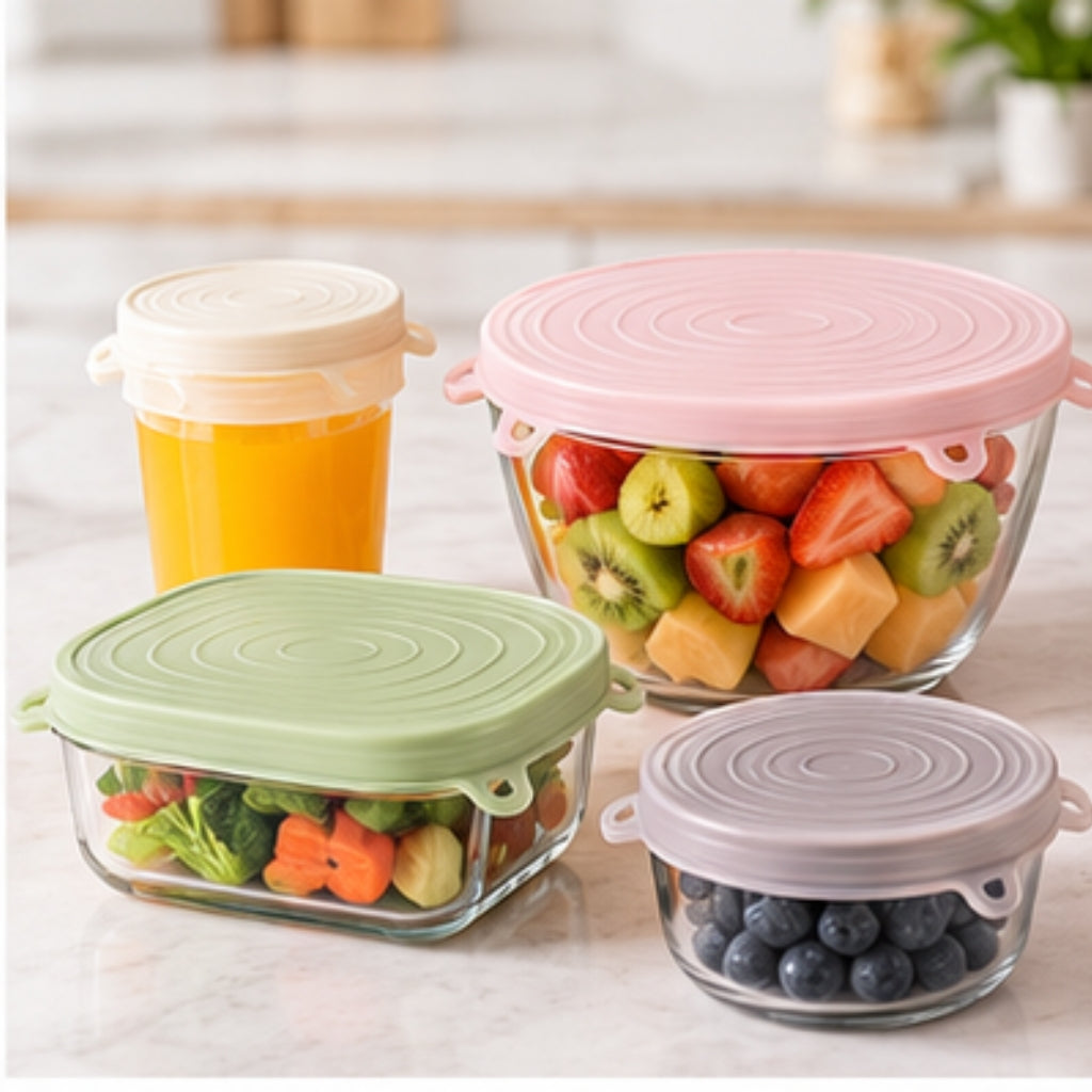 NestFix™ Silicone Food Covers – Reusable Stretch Lids for Bowls, Pots & Containers
